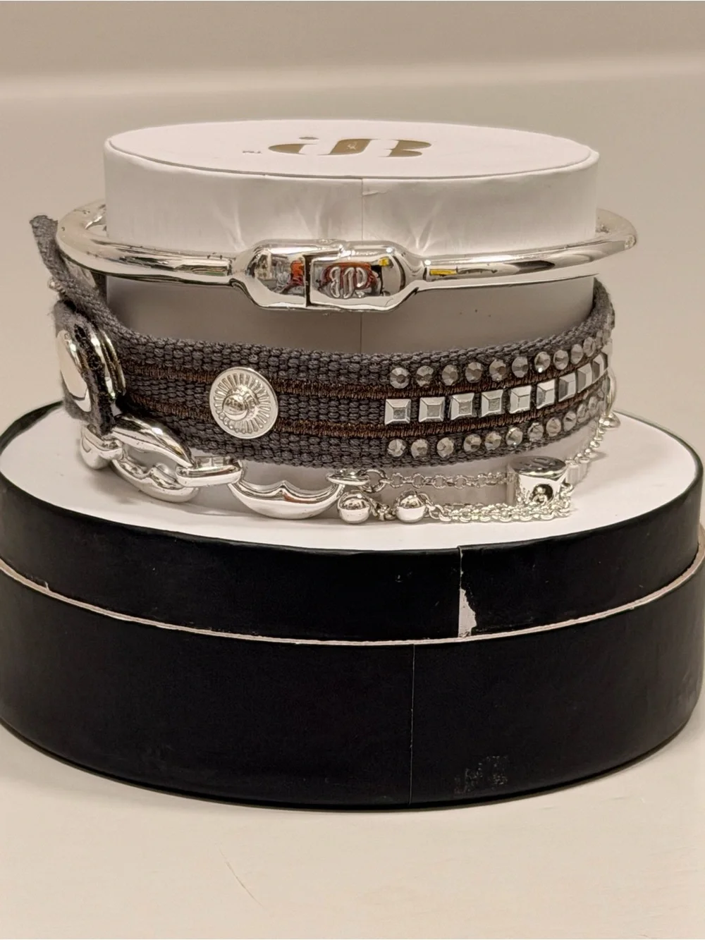 Bomb Party NWT “Neutral Favorites” Grey/Silver Bracelet Set